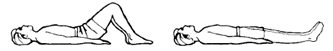 7. 1번 자세에서 천천히 다리를 내립니다. 중립자세를 유지하면서 다리를 최대한 멀리 뻗어줍니다.