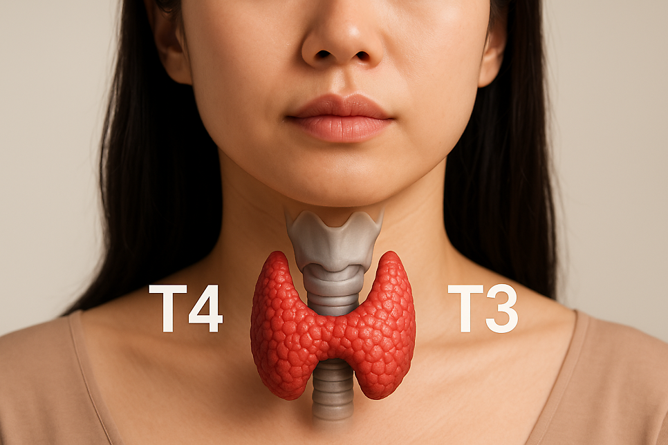대사 적응이 일어나면, 갑상선 호르몬 T3 수치가 감소합니다.