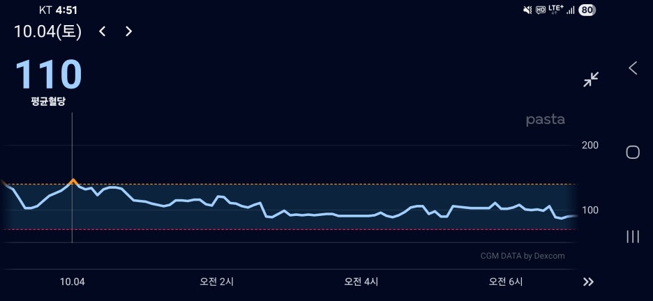 제 하루 혈당의 변화를 연속적으로 볼 수 있습니다