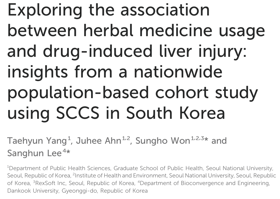 Yang T, Ahn J, Won S and Lee S (2025). Exploring the association between herbal medicine usage and drug-induced liver injury: insights from a nationwide population-based cohort study using SCCS in South Korea. Front. Pharmacol.