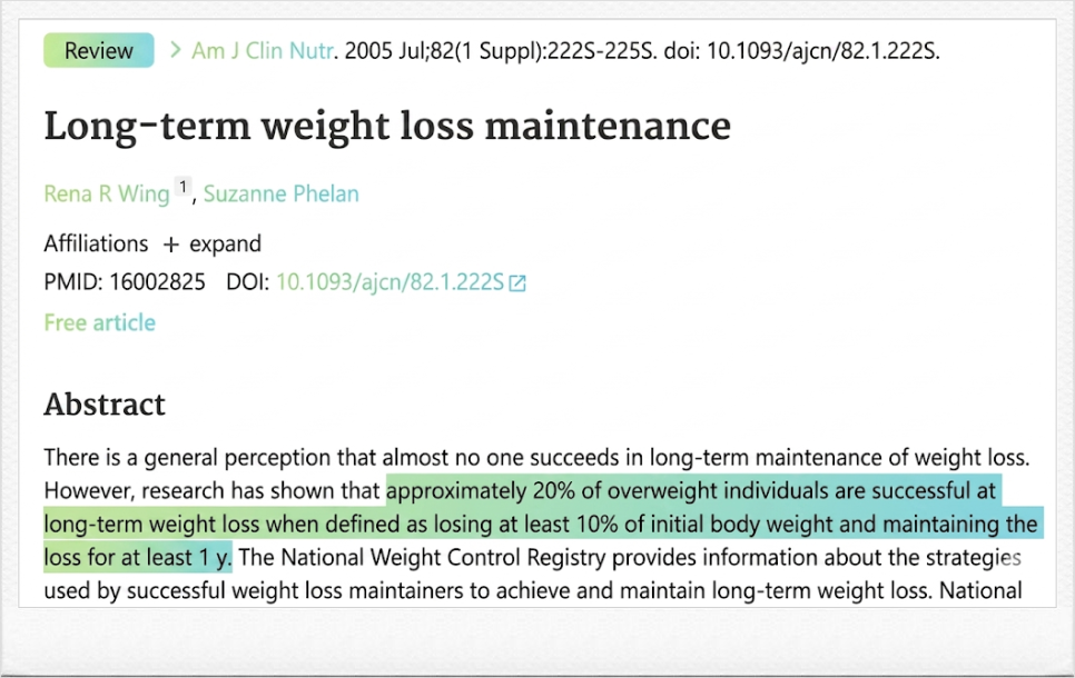 WING, Rena R.; PHELAN, Suzanne. Long-term weight loss maintenance–. The American journal of clinical nutrition, 2005, 82.1: 222S-225S. 이미지 ai 변환
