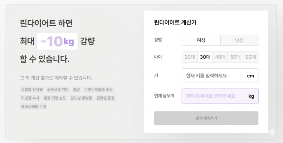 린다이어트 계산기. ©공식 홈페이지 이미지 ai 변환